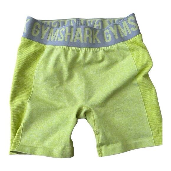 Gymshark Shorts Womens Sm Green Flex Tights Compression Gym Mid Rise Spellout - Picture 1 of 6